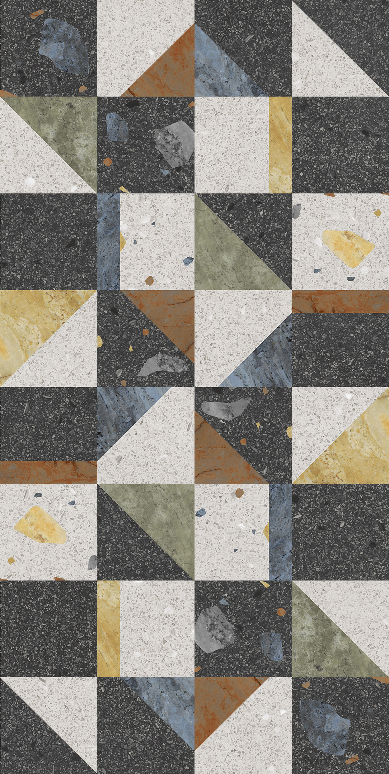 Terazzo Antrasit Geo Dekor 60x120 Mat 9mm